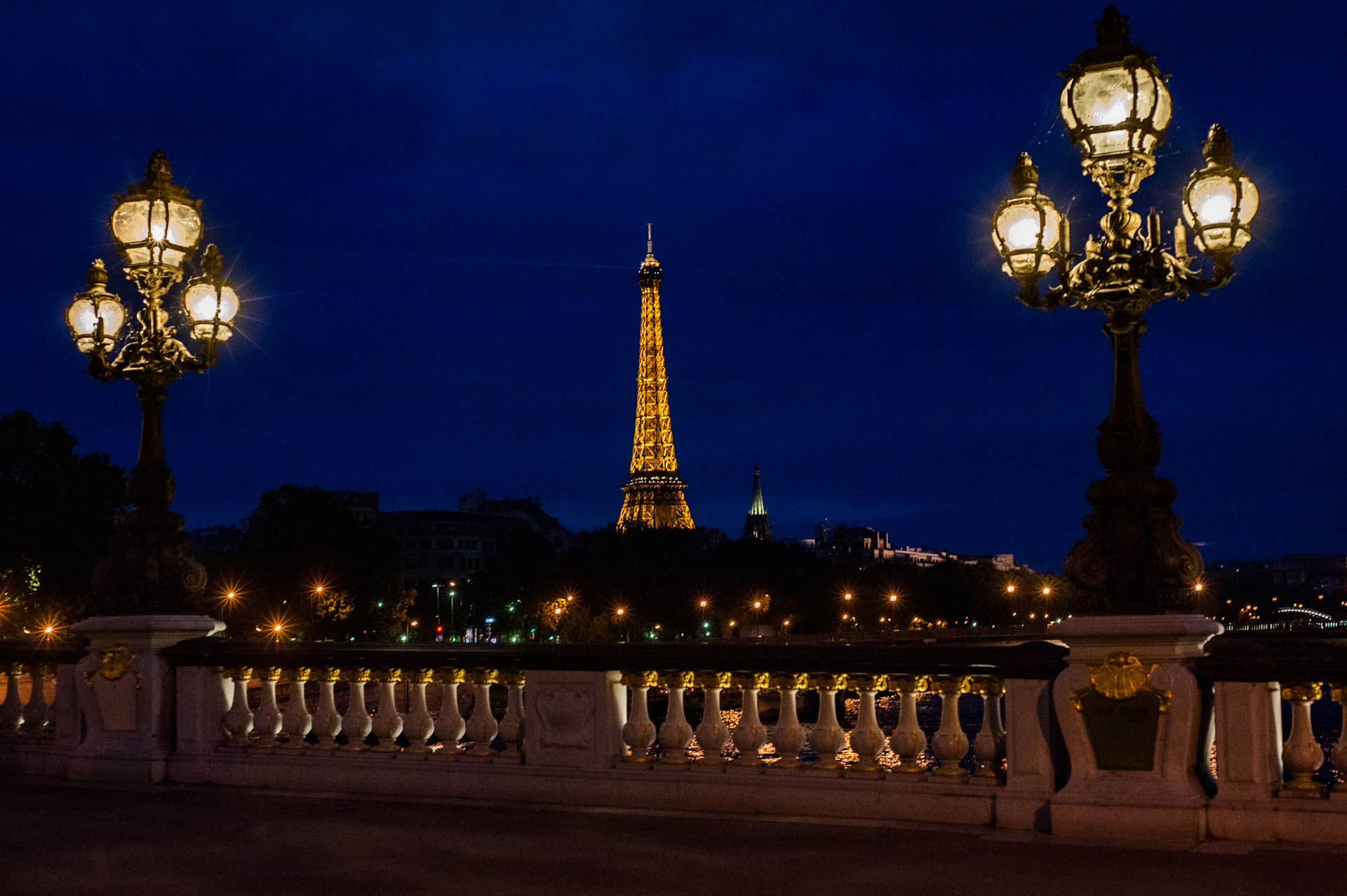 Eiffel Tower from Alexander III bridge, Paris